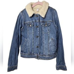 Cat & Jack Denim Faux Fur Lining Girls Jacket L 10-12